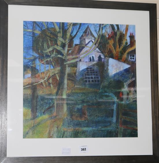 E.L., mixed media, Alciston, Dovecote 50 x 50cm